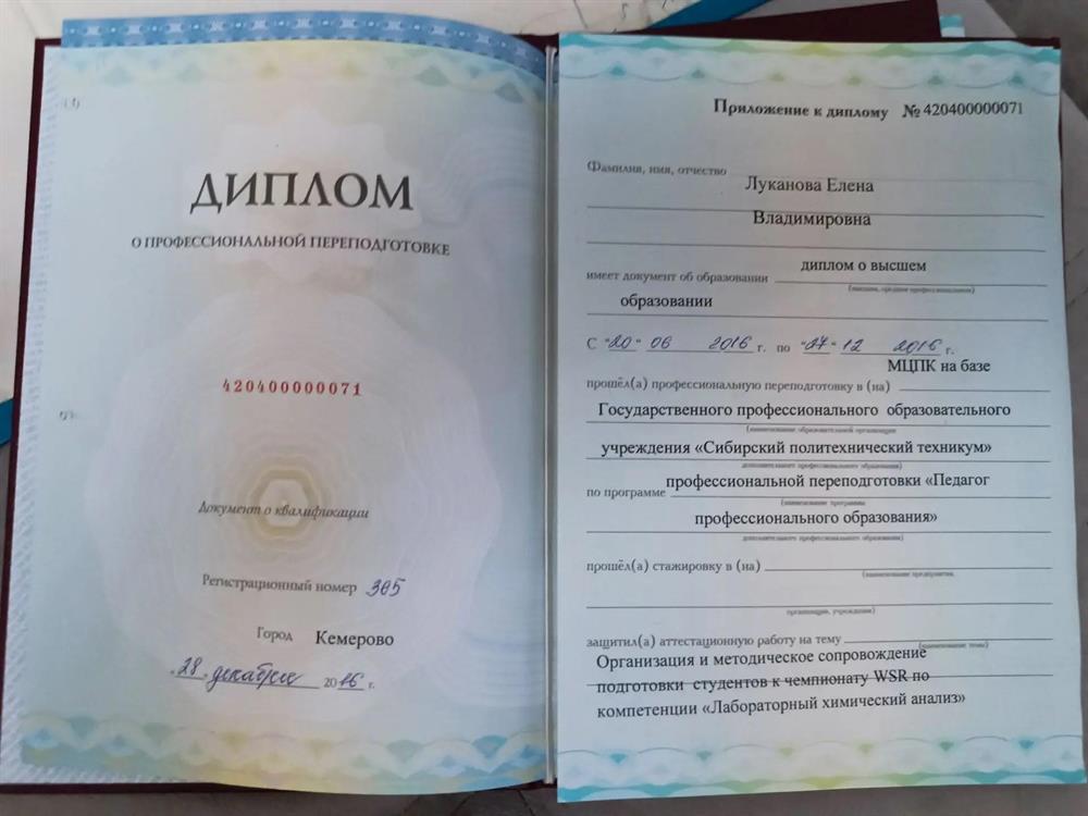 Диплом о переподготовке 