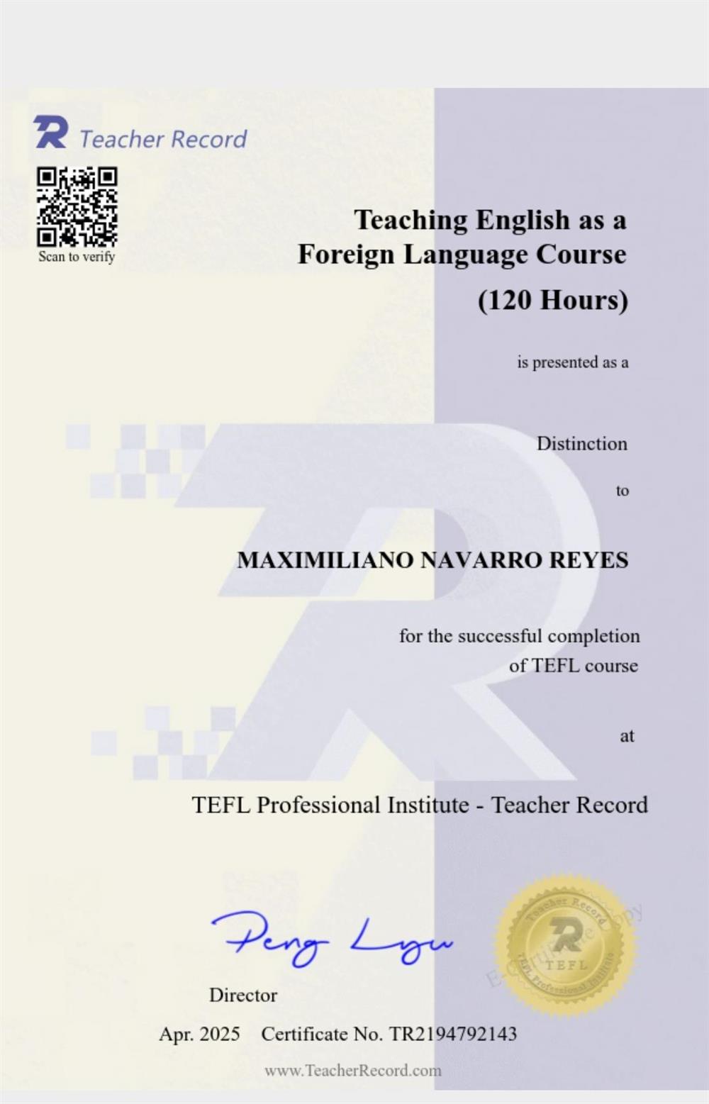 Сертификат TEFL