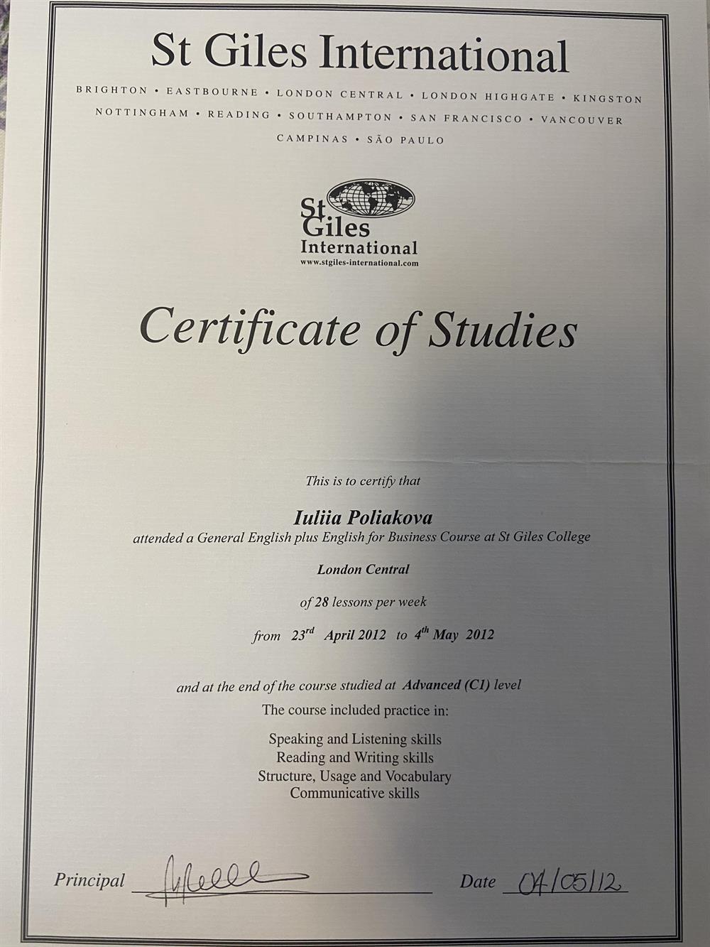 St Jiles International London business English oral skills