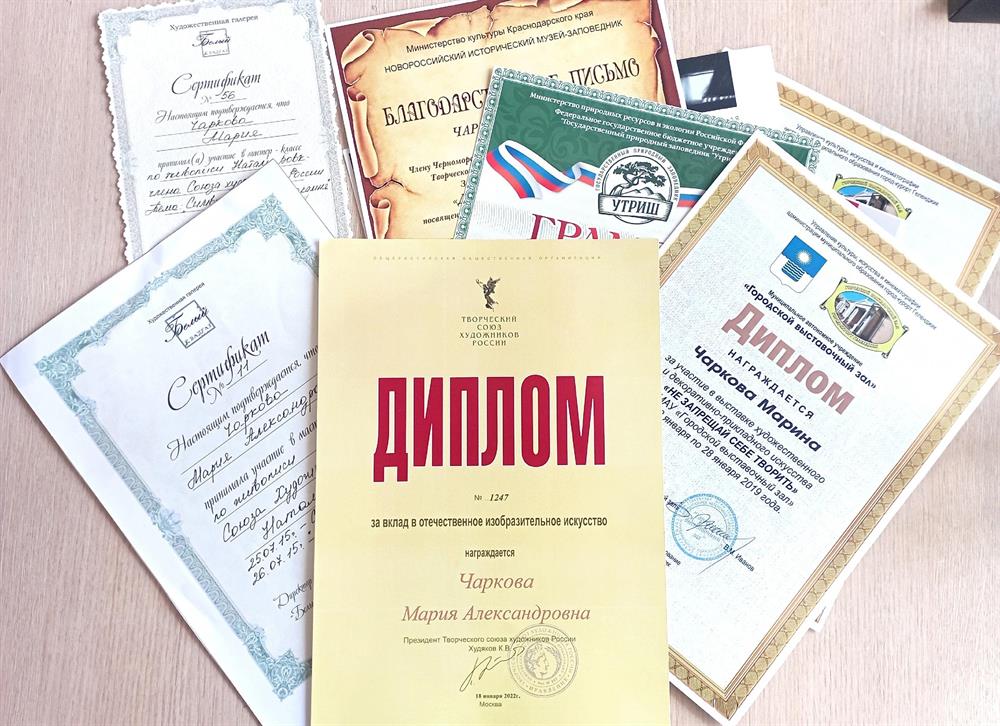 Награды и дипломы за вклад в изобразительное искусство