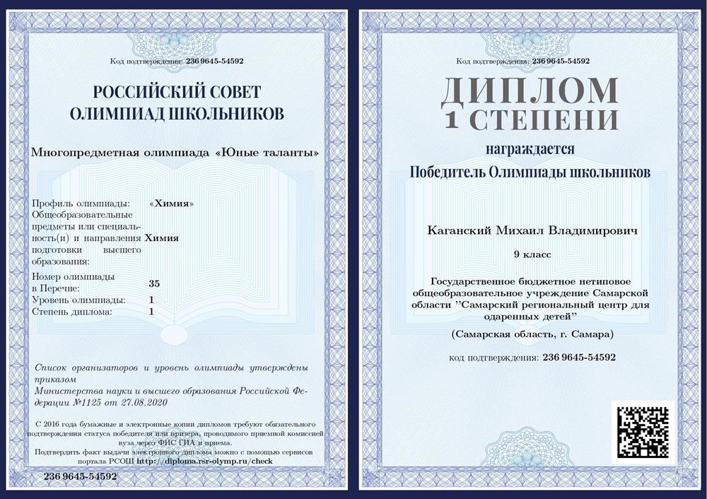 Диплом победителя олимпиады Юные таланты