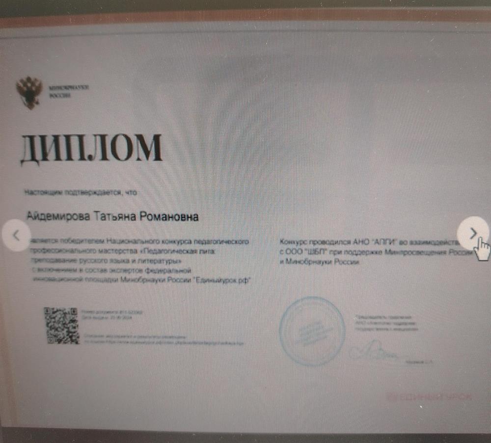 Диплом. Победитель Национального конкурса педагогического профессионального мастерства