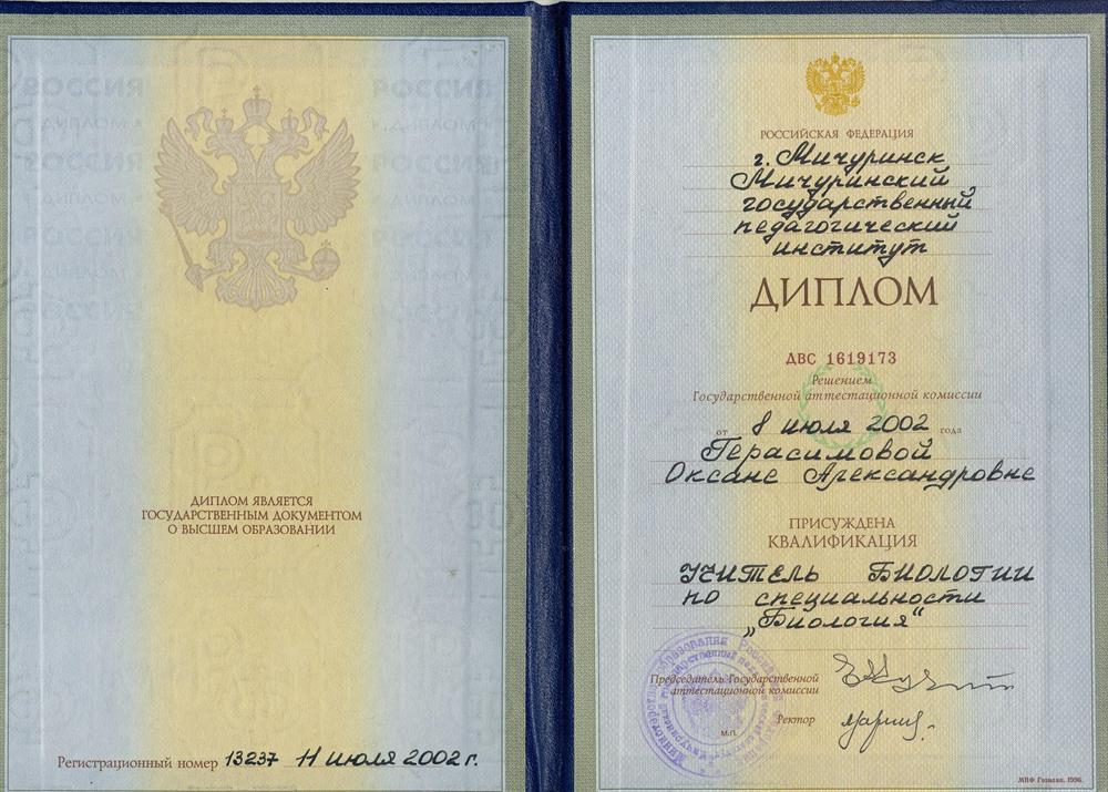 Диплом о высшем образовании