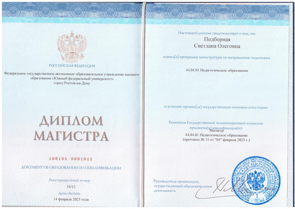 Диплом. ЮФУ, магистратура