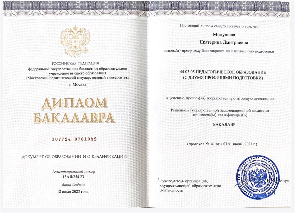 Диплом бакалавра (2023)
