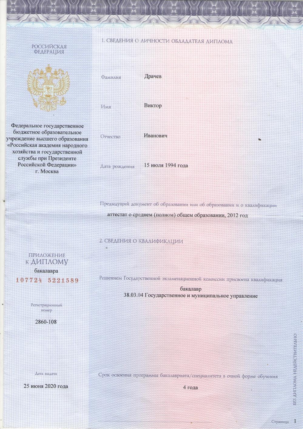 Диплом бакалавра. 