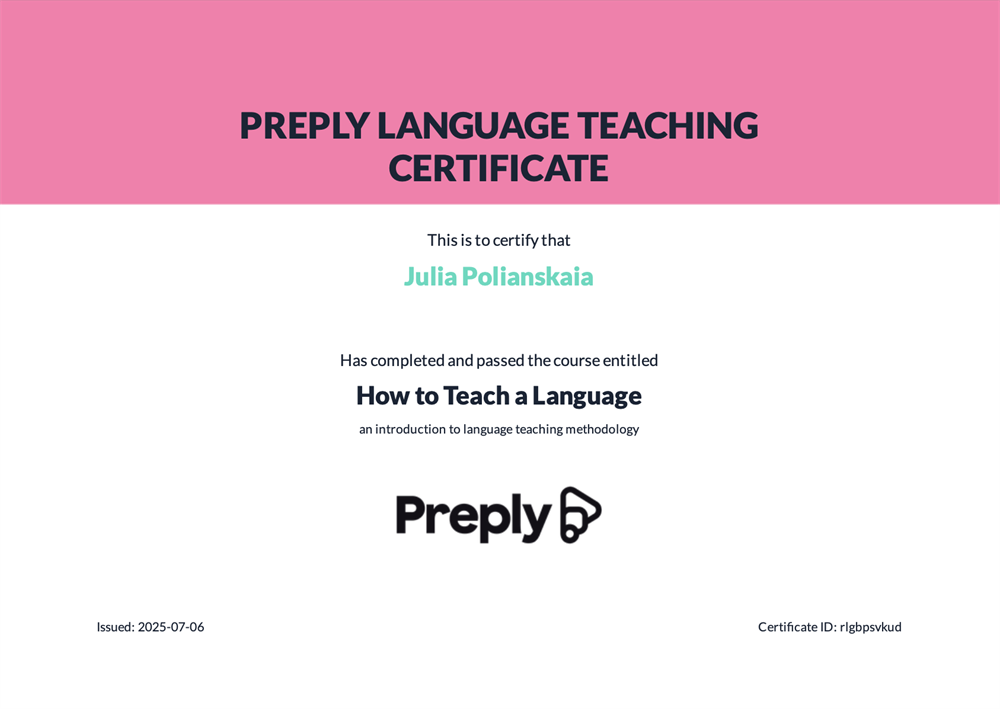 English Teaching Certificate