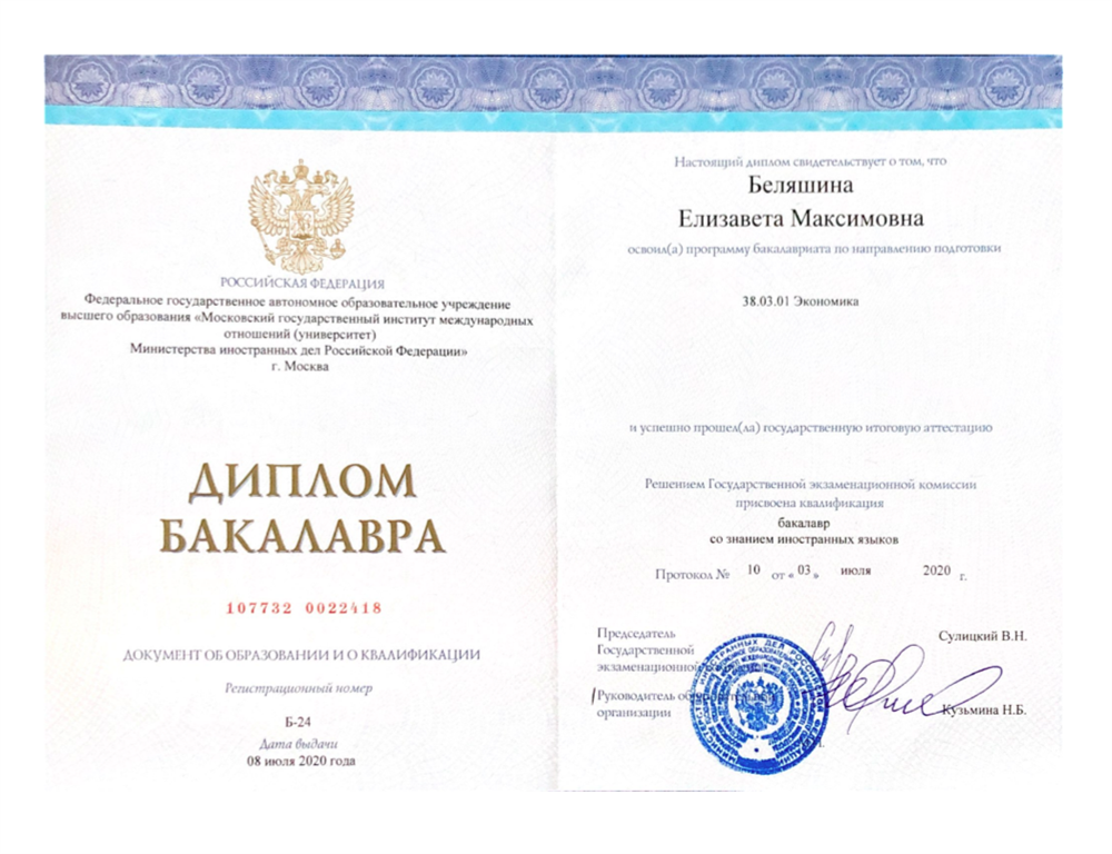 Диплом Бакалавра