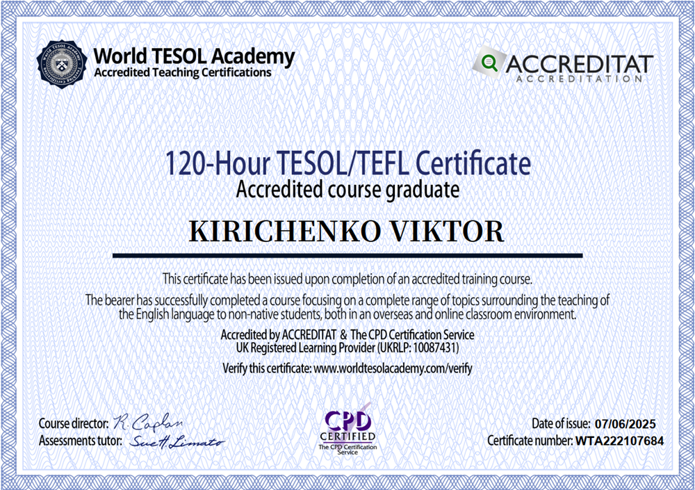 120-Hour TESOL/TEFL Certificate