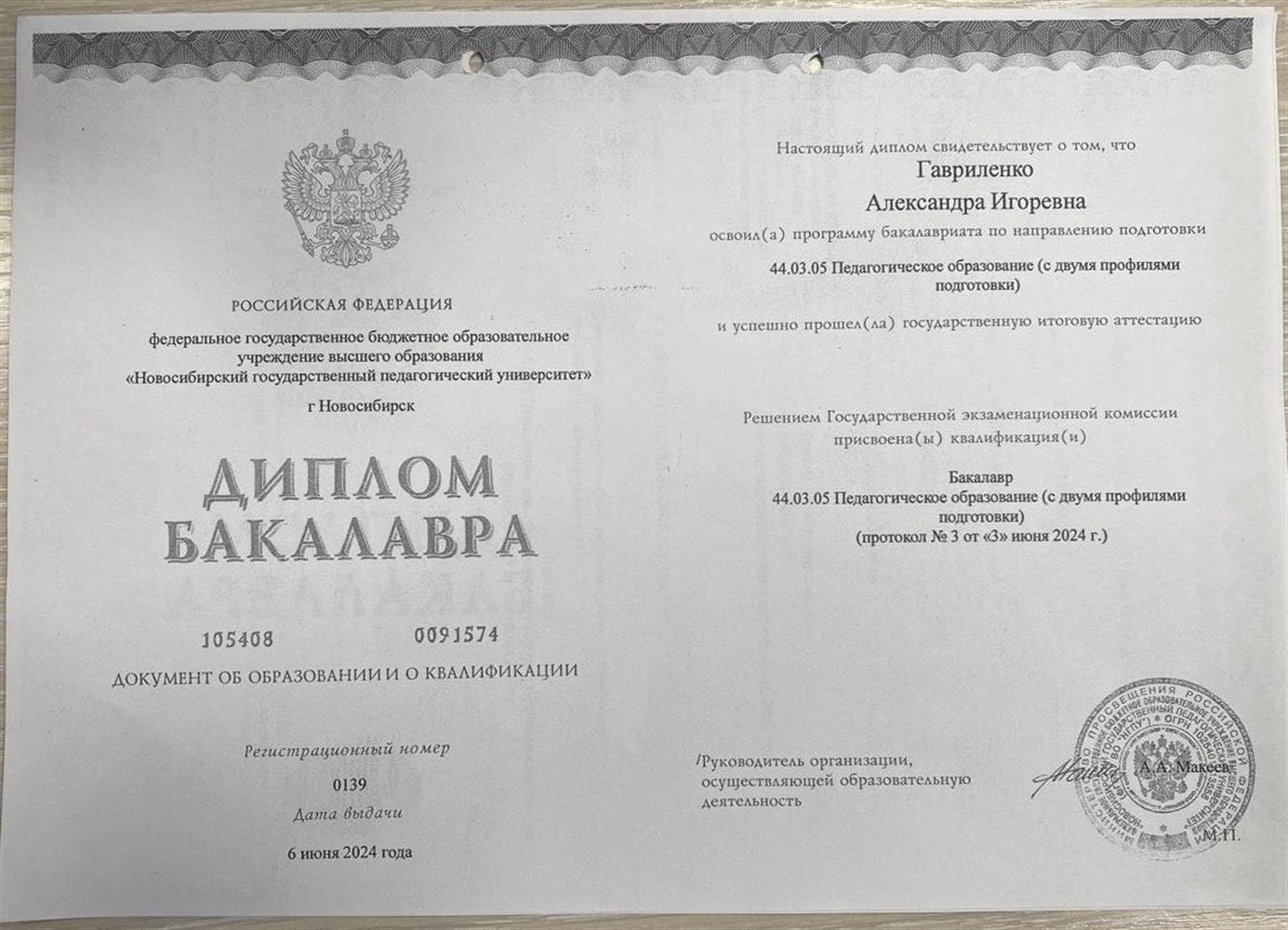 Диплом бакалавра 