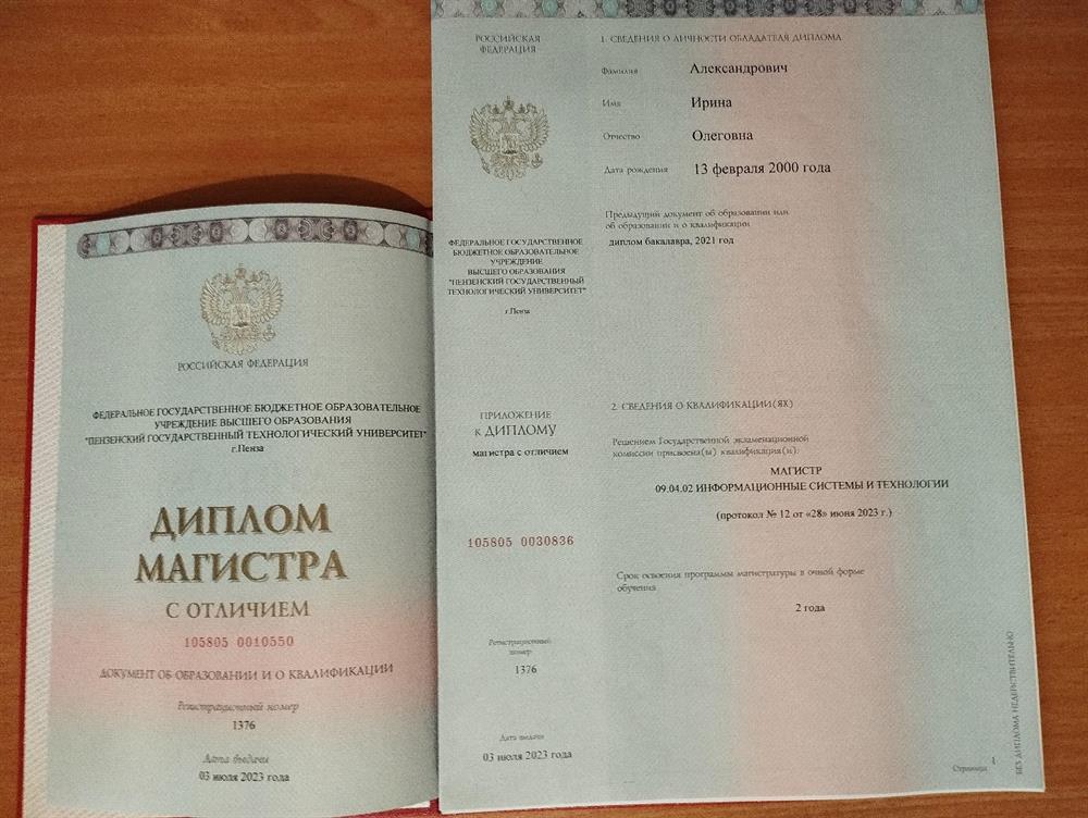 Диплом Магистра по специальности “Информационные системы и технологии”