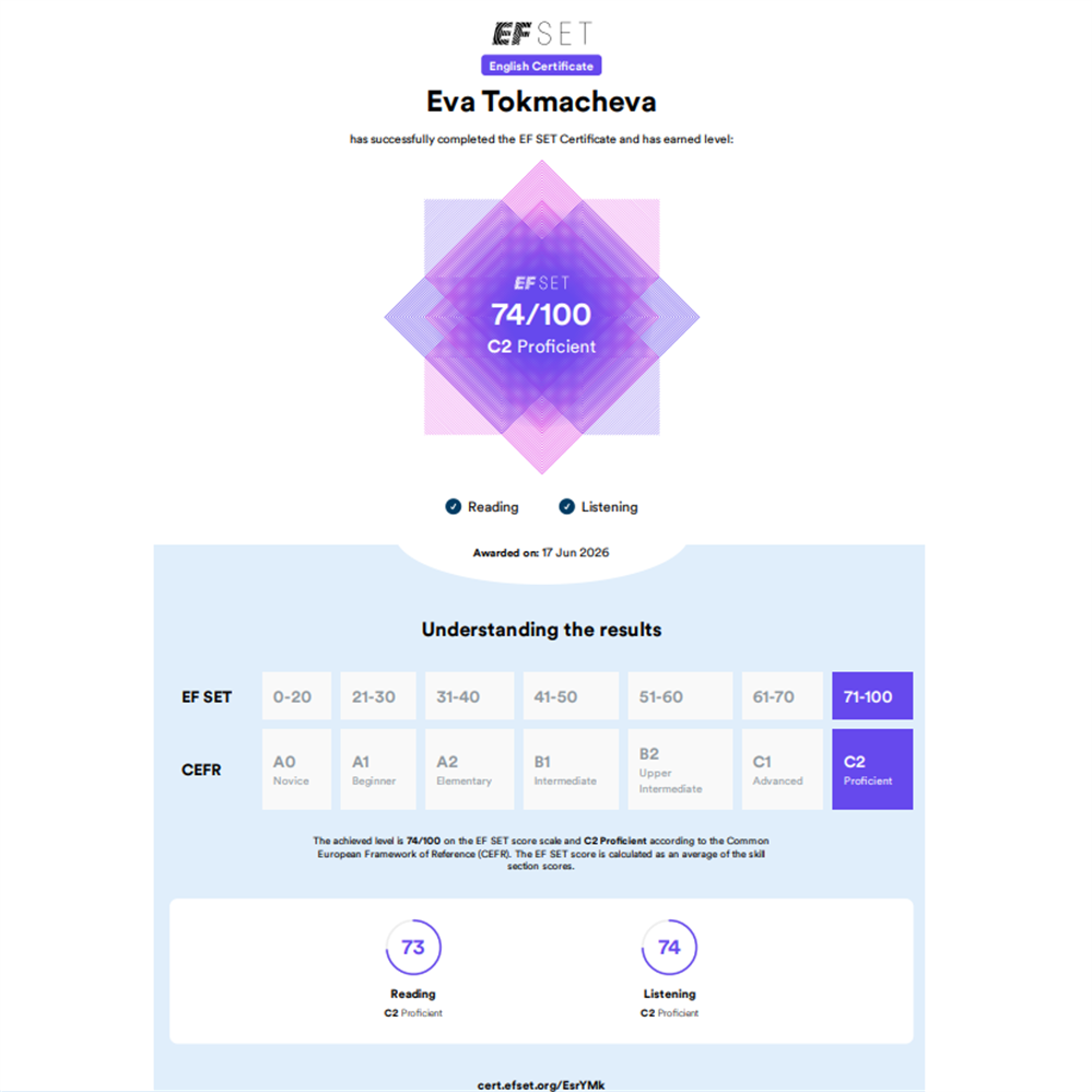 EF SET Certificate
