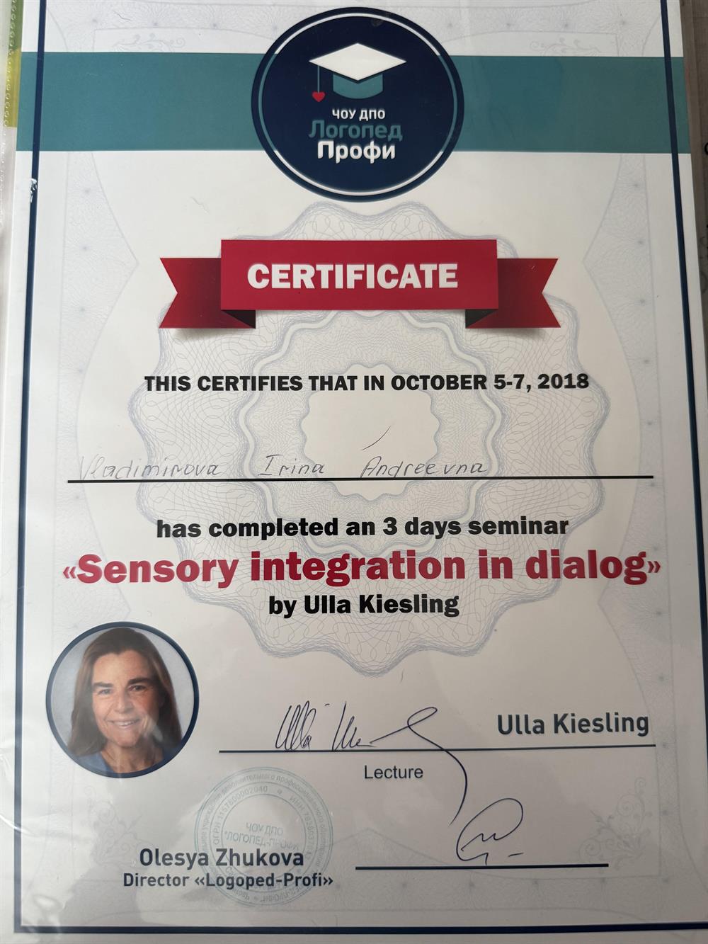  " Sensory integration in dialog" by Ulla Kiesling
ЧОУ ДПО Логопед Профи