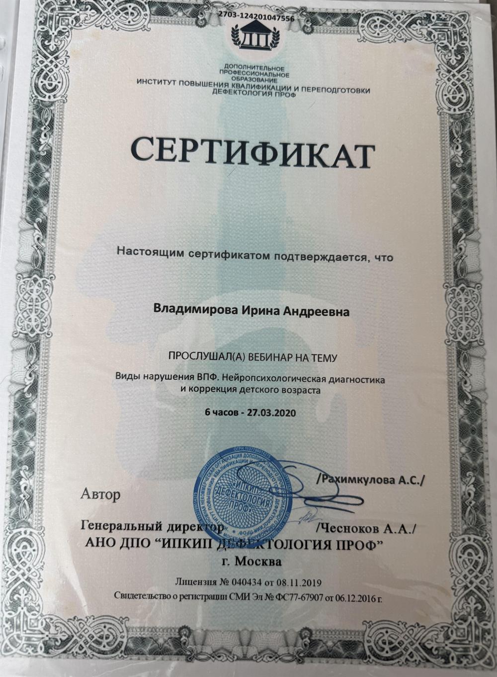 "Виды нарушения ВПФ. Нейропсихологическая диагностика и коррекция детского возраста"
Дефектология Проф