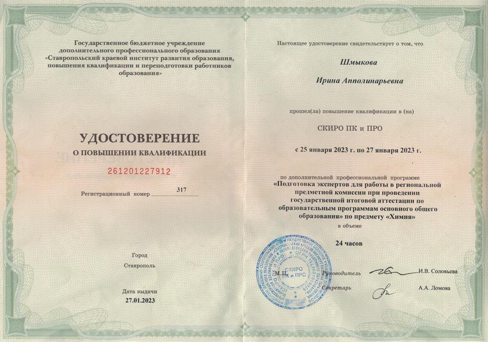 Удостоверение эксперта, 2023