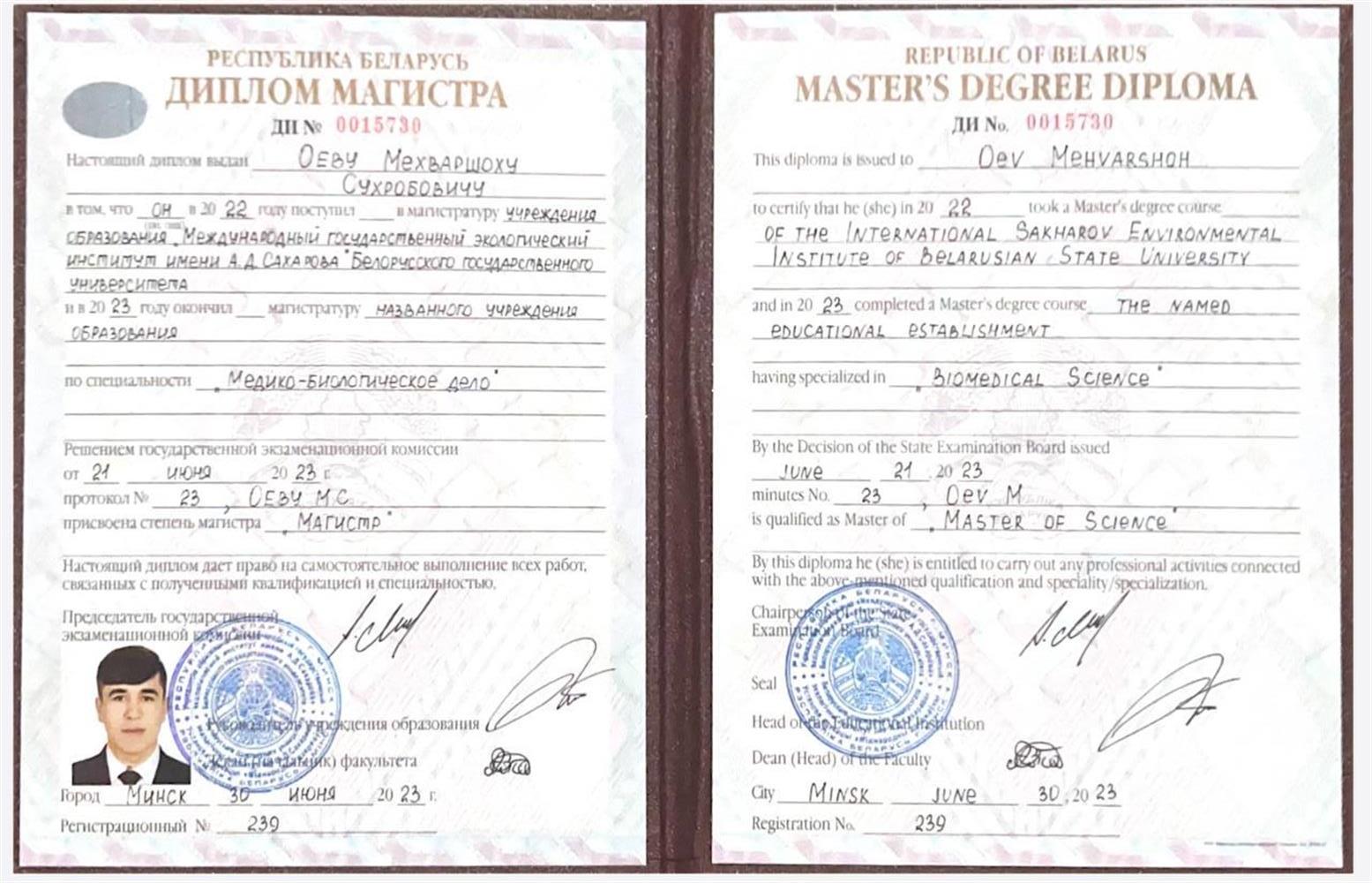 диплом магистра


