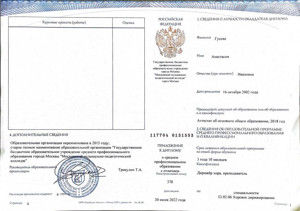 Диплом среднего профессионального образования