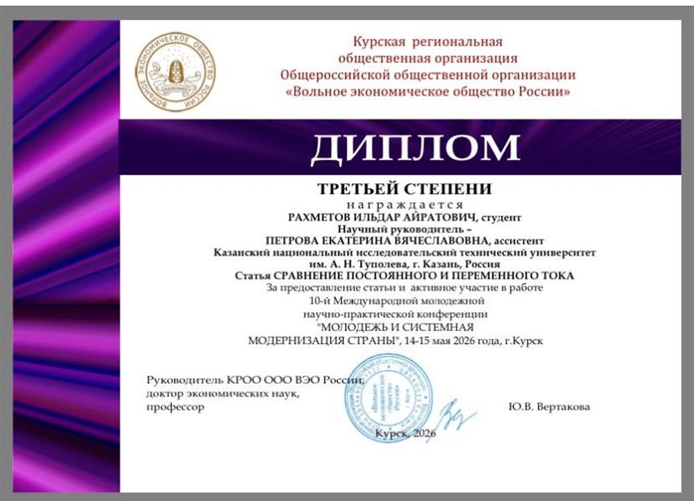 диплом за статью опубликованную в РИНЦ