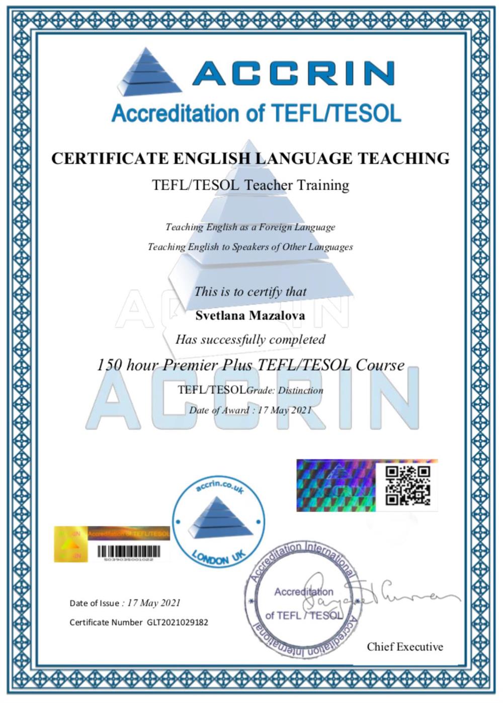 TEFL/TESOL COURSE