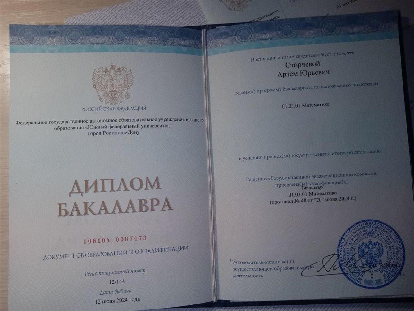 Диплом бакалавра. 
