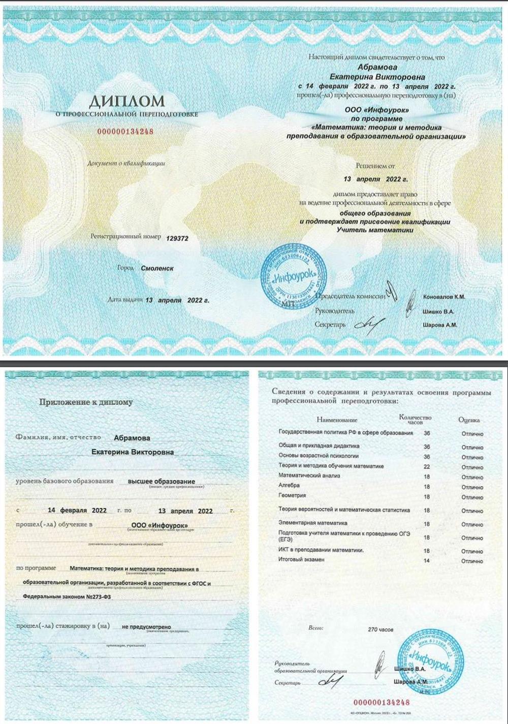 Диплом учителя математики