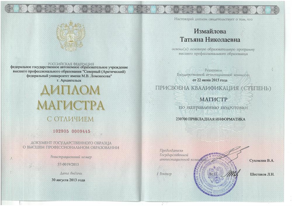 Димплом магистра с отличием
Направление "Корпоративные информационные системы"