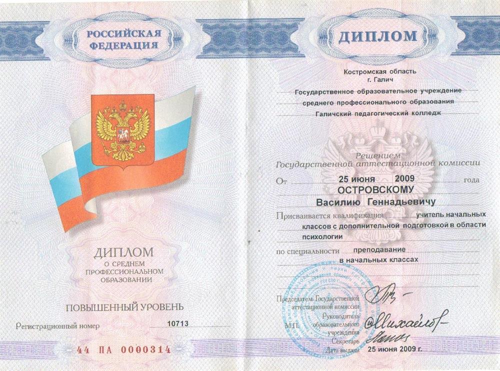 Диплом учителя начальных классов
