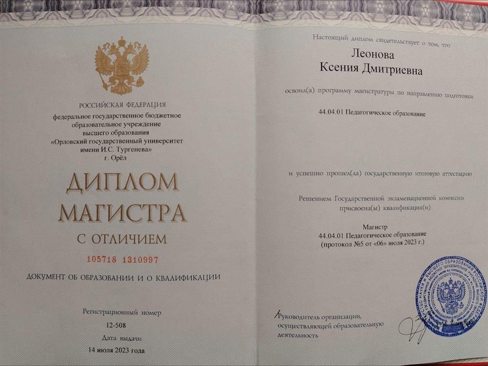 Диплом магистратура