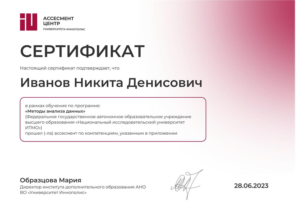 Сертификат о профессиональной переподготовке