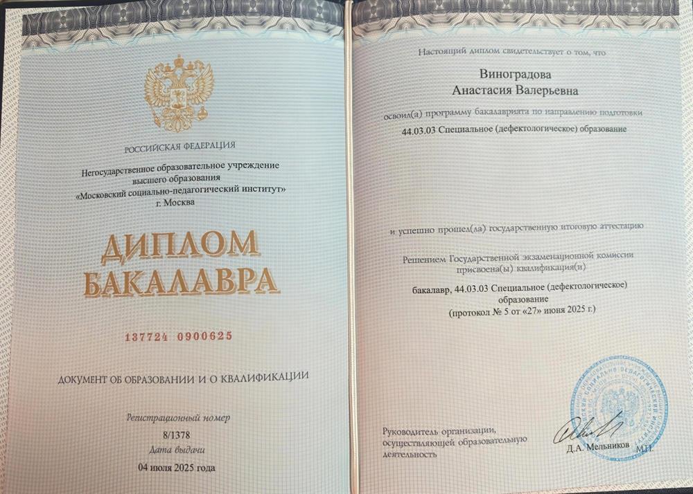 Негосударственное образовательное учреждение высшего образования «Московский социально-педагогический институт», специальное (дефектологическое) образование