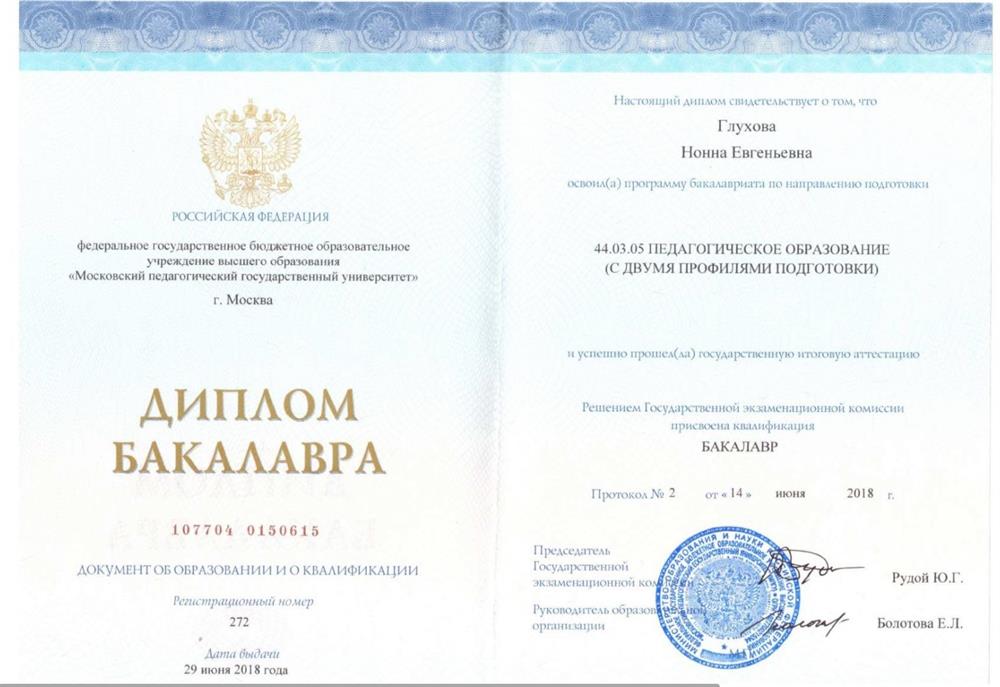 Диплом о высшем образовании (бакалавриат)