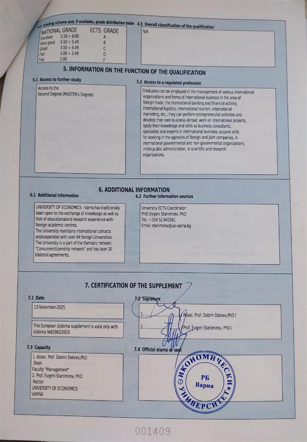 European Diploma Supplement 4