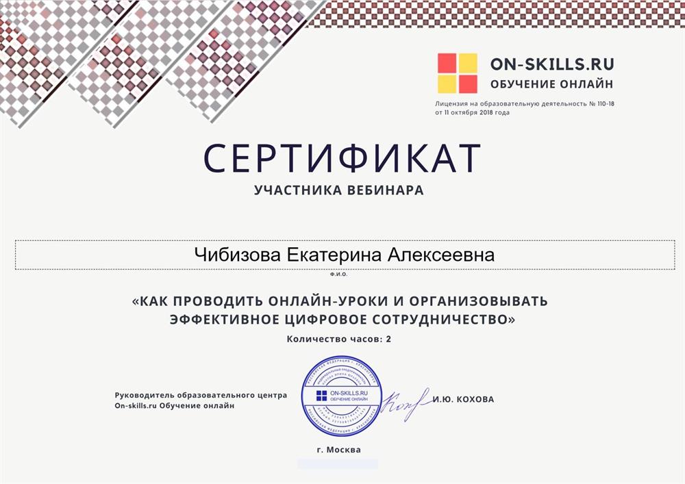 Сертификат как проводить онлайн-уроки