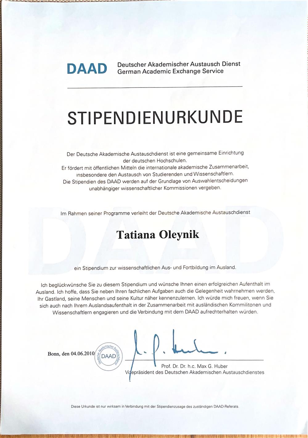 Deutscher Akademischer Austausch Dienst German Academic Exchange Service, DAAD Stipendium