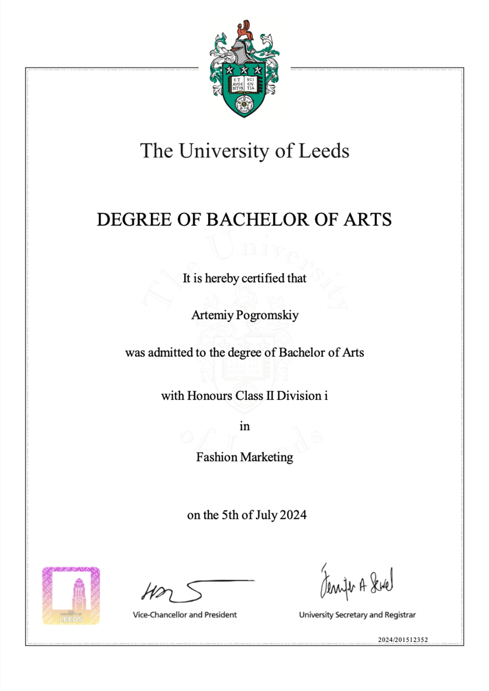 University of Leeds
BA(Hons) Fashion Marketing