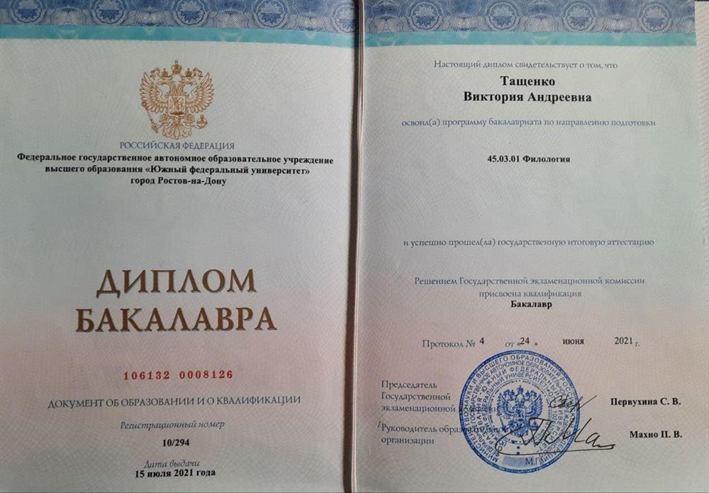 диплом бакалавра 