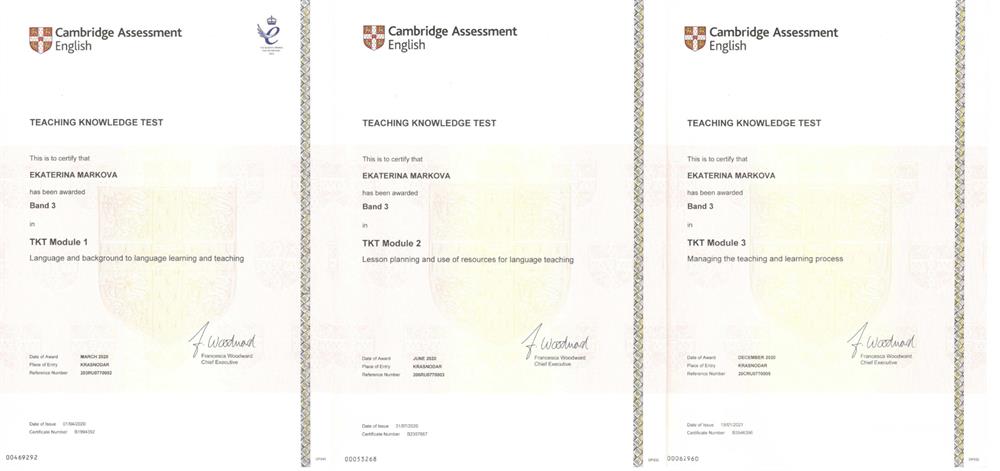 Cambridge Assessment. 
ESL teacher