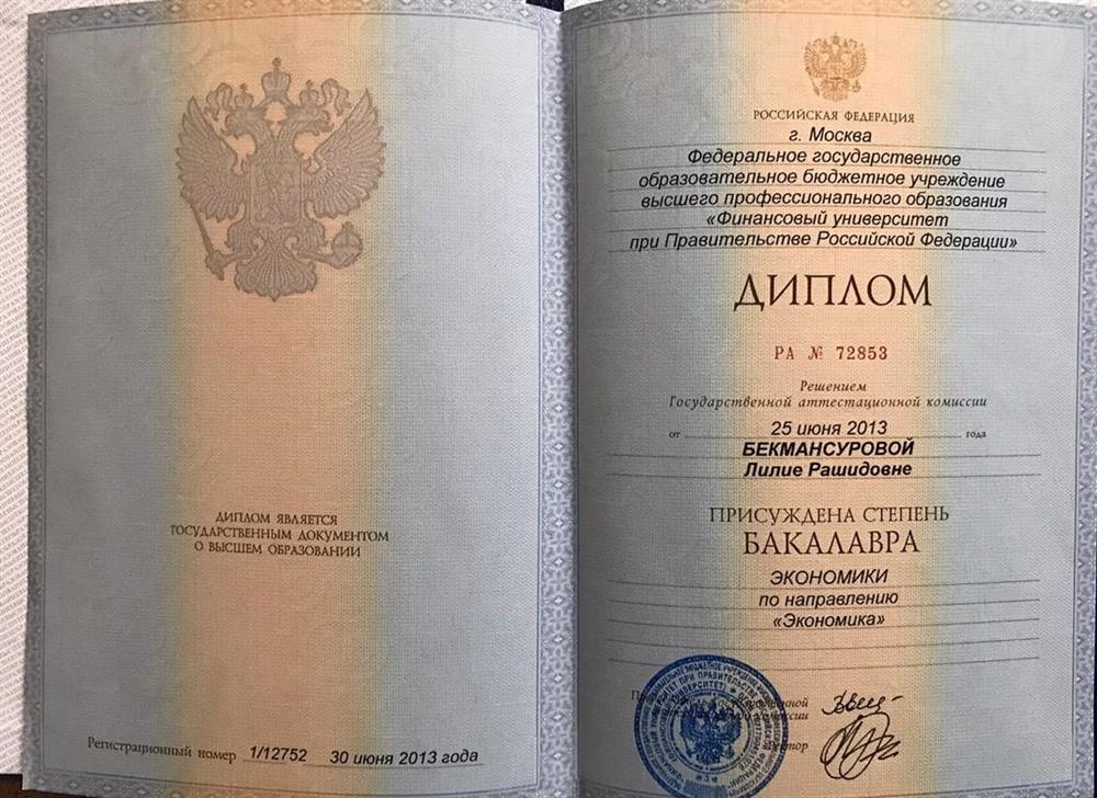Диплом бакалавра ФУ при Правительстве РФ 