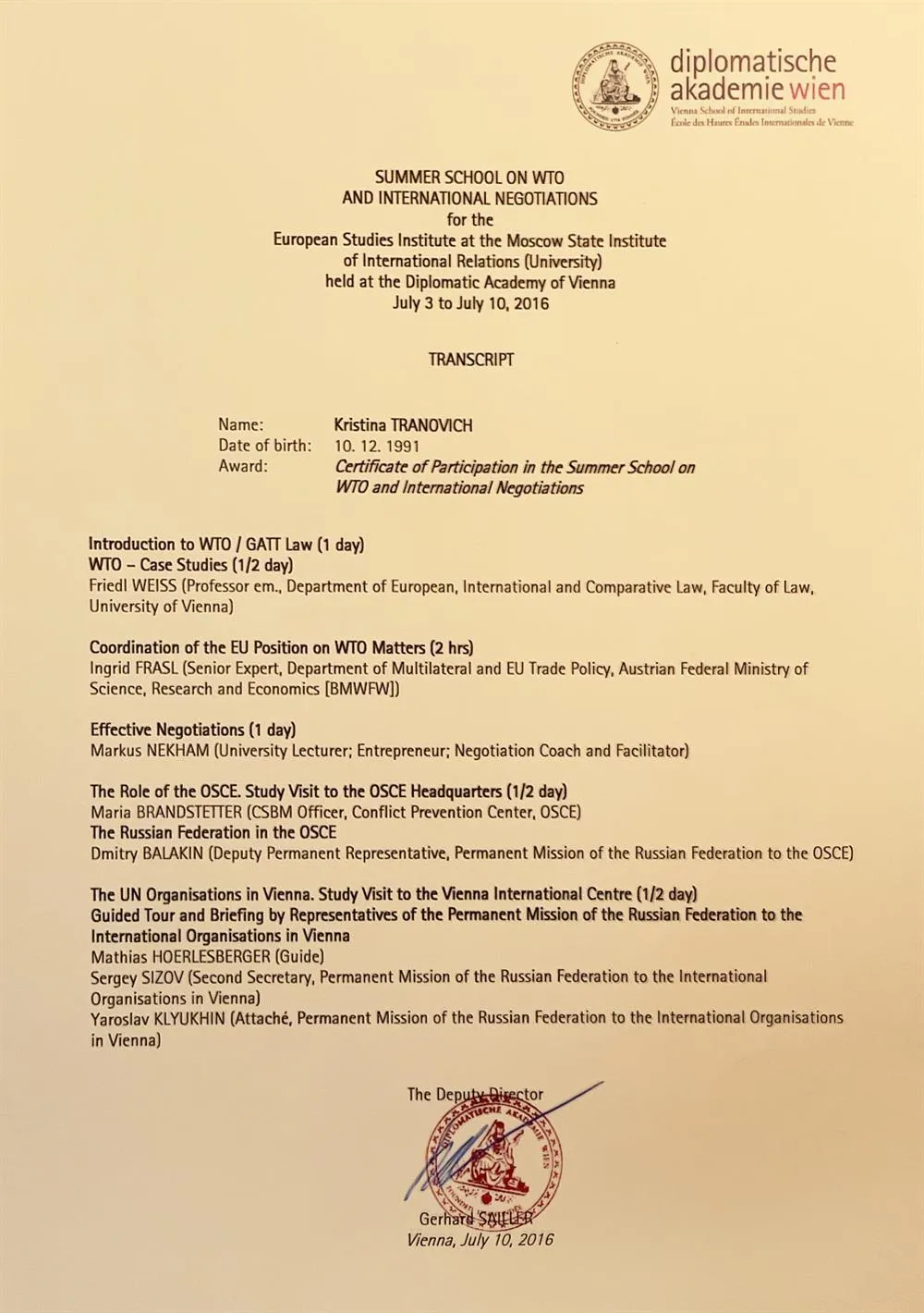 Diplomatische Akademie Wien 