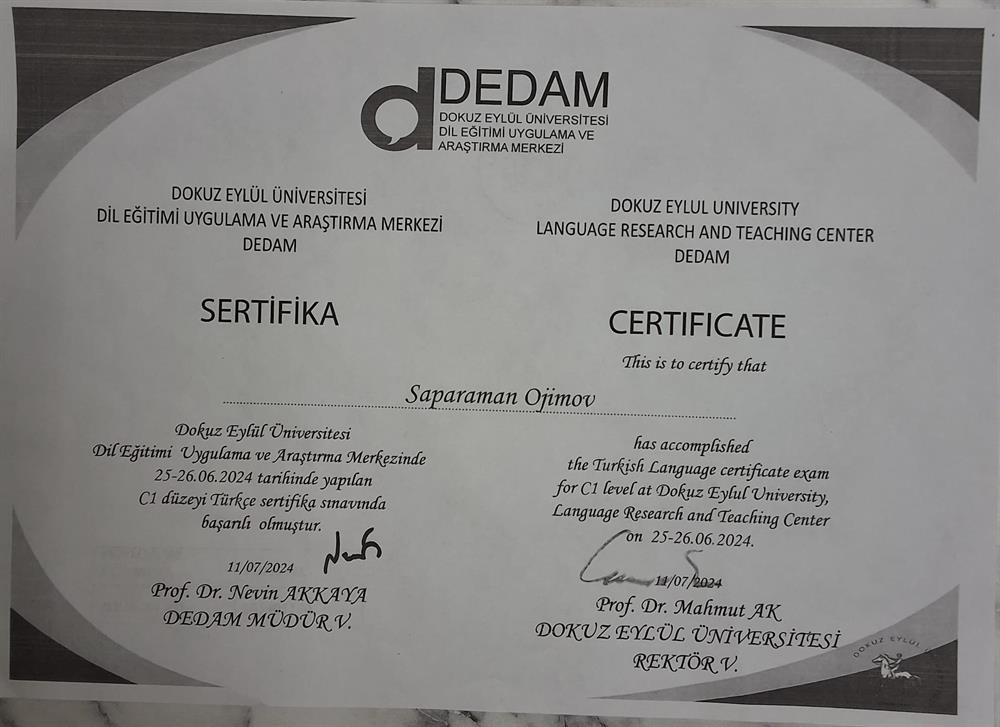 Dedam 
Dokuz Eylul Universitesi Dil Egitimi Uygulama ve Arast?rma Merkezi