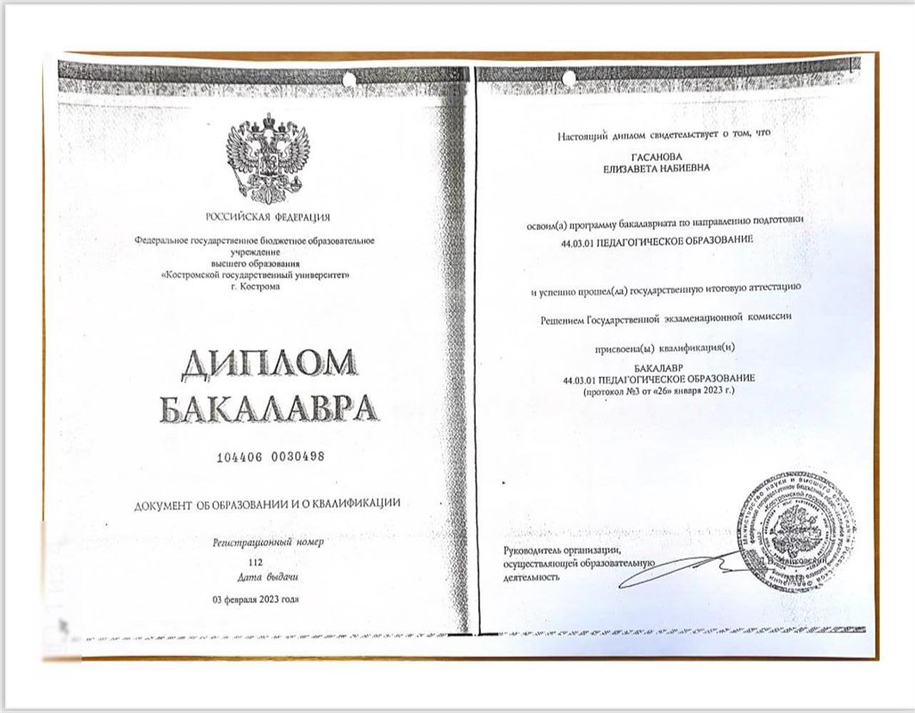 Диплом бакалавра 
