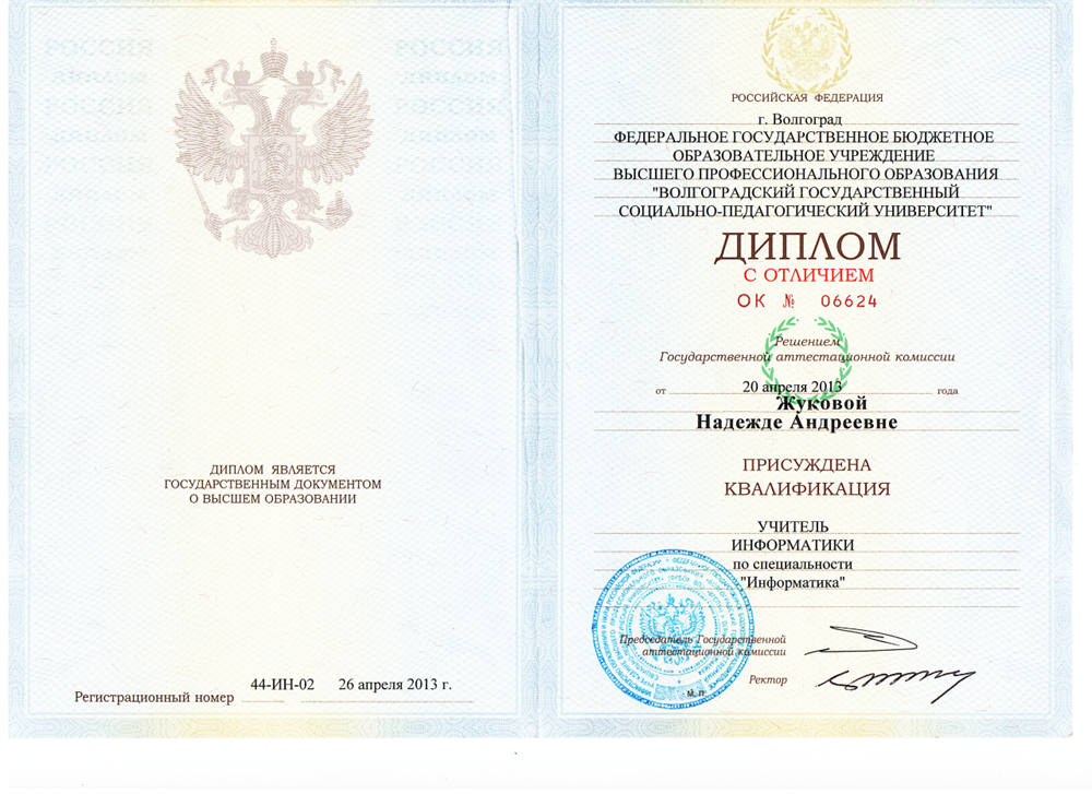 Диплом учителя информатики