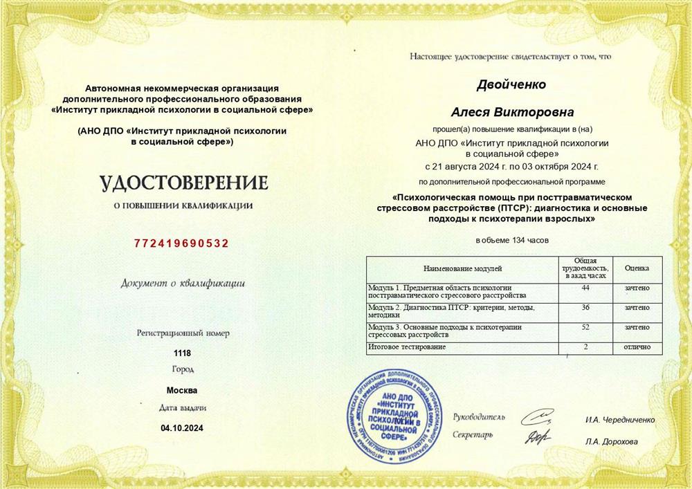 Повышение квалификации 2 "Кризисная психология"