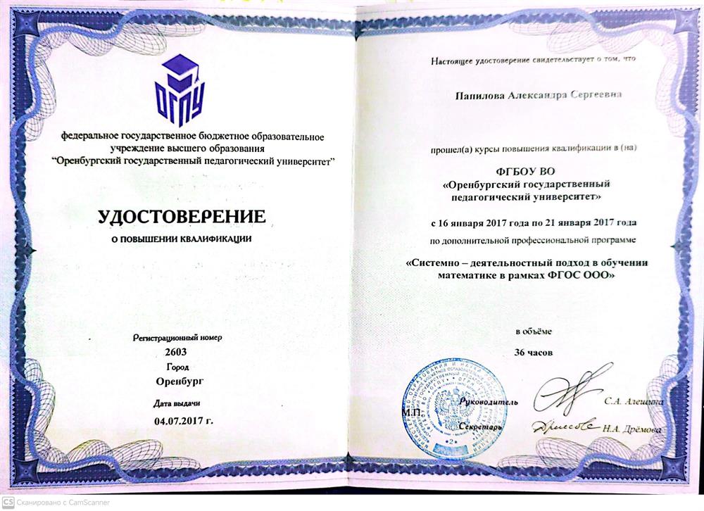удостоверение о повышении квалификации 