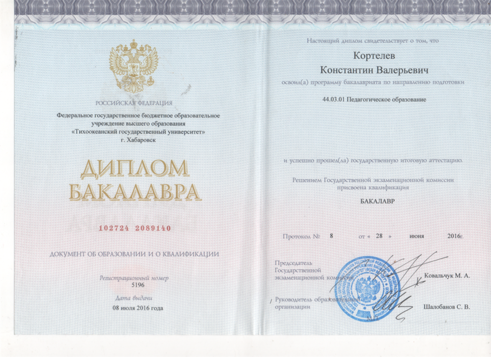 Диплом о бакалавриате историческое образование.
