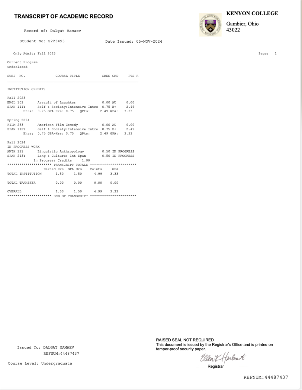 Transcript of records 