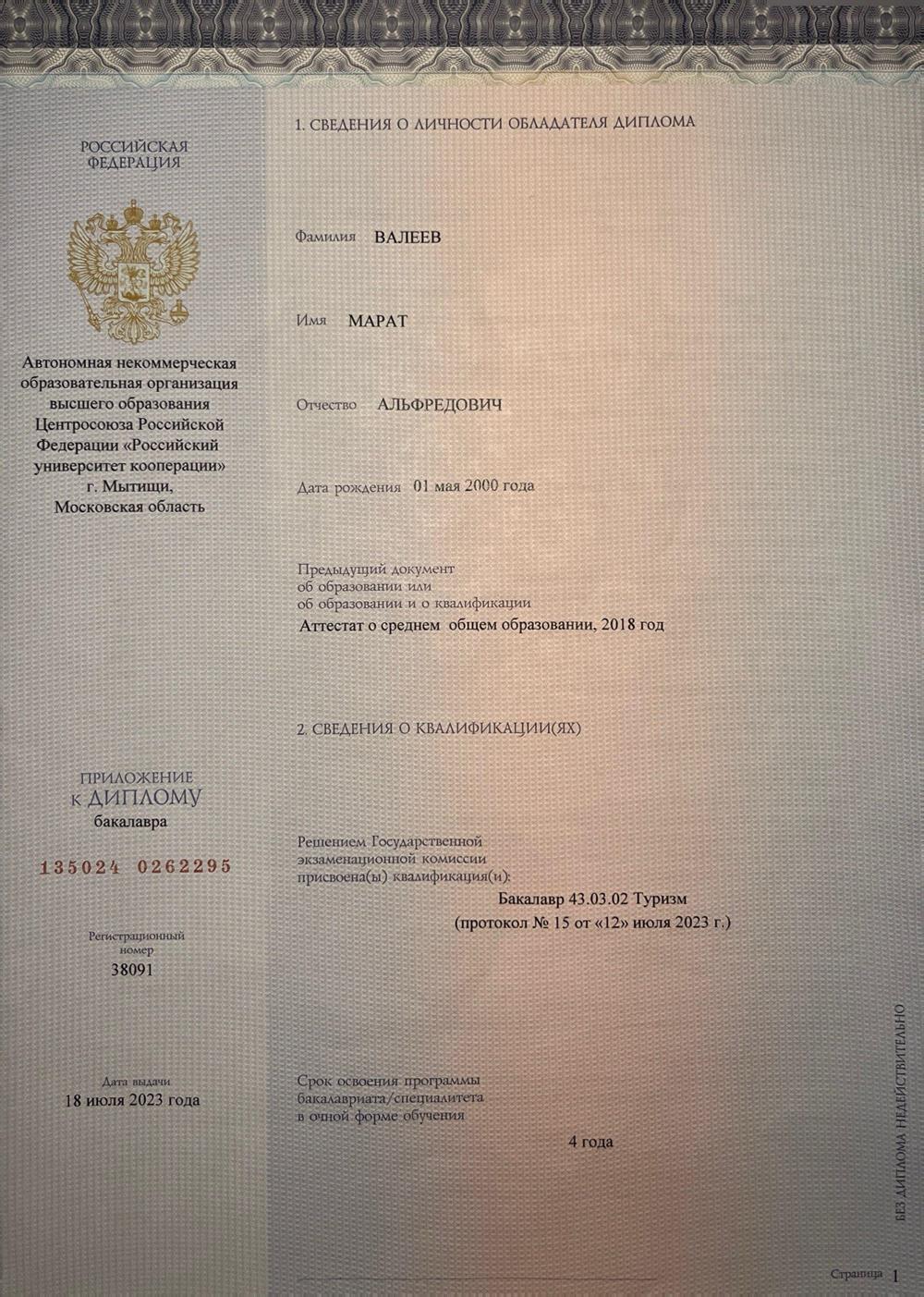 Диплом бакалавра