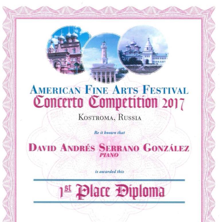 American Fine Arts Festival
Concerto Competition 2017 
First Place Winner