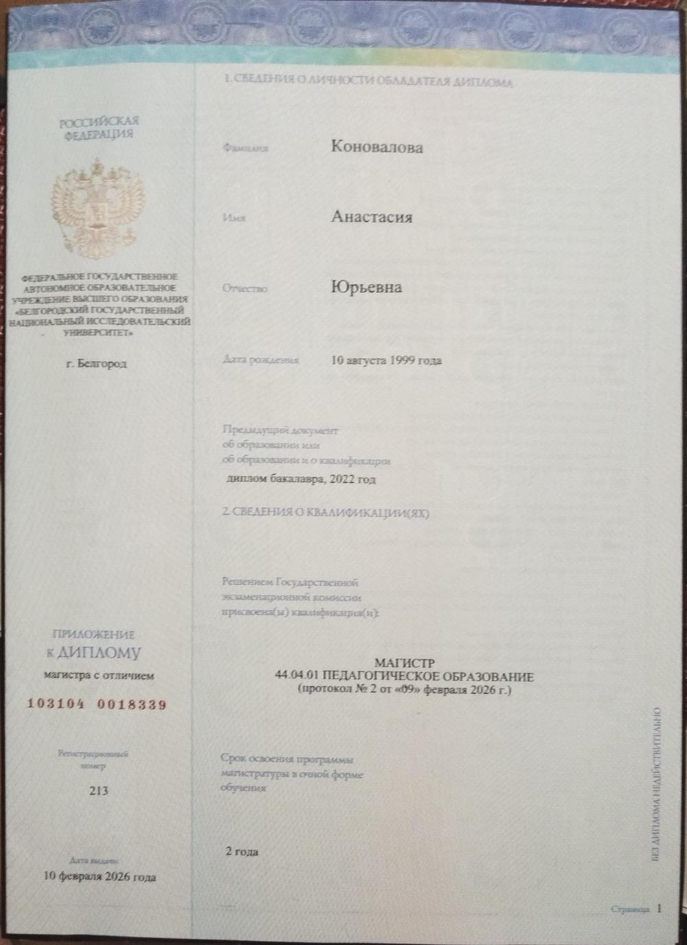 Приложение к диплому магистра