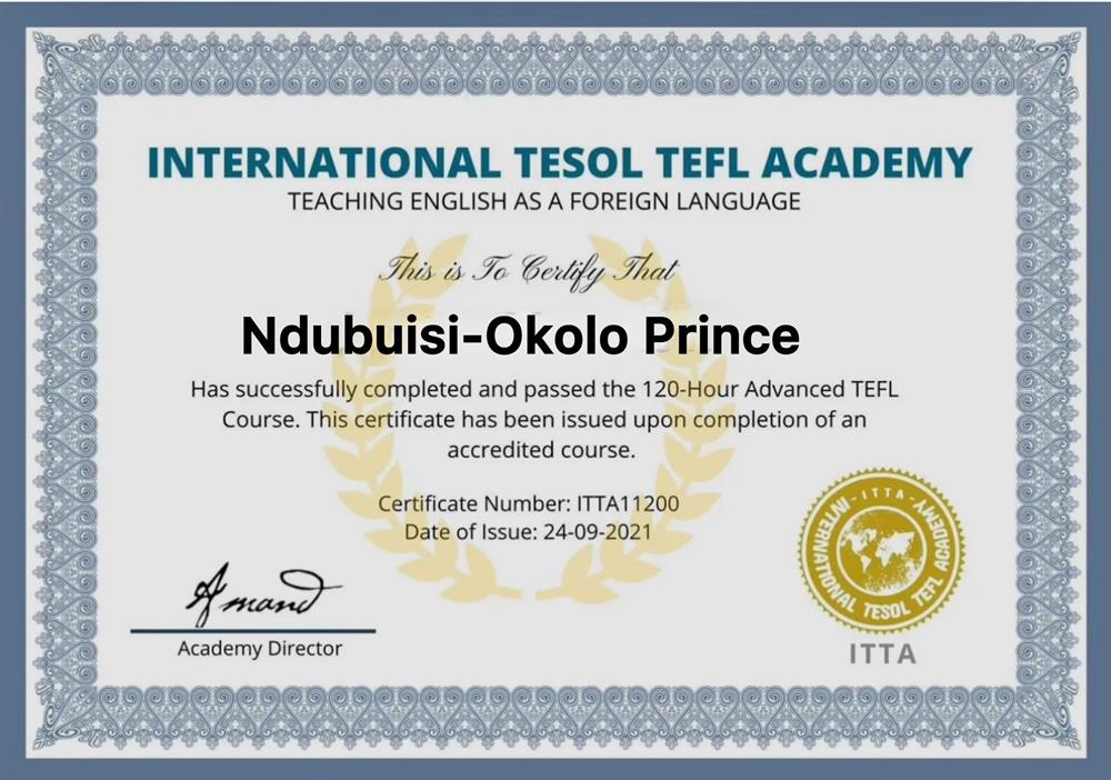 i am a certified TELF english tutor